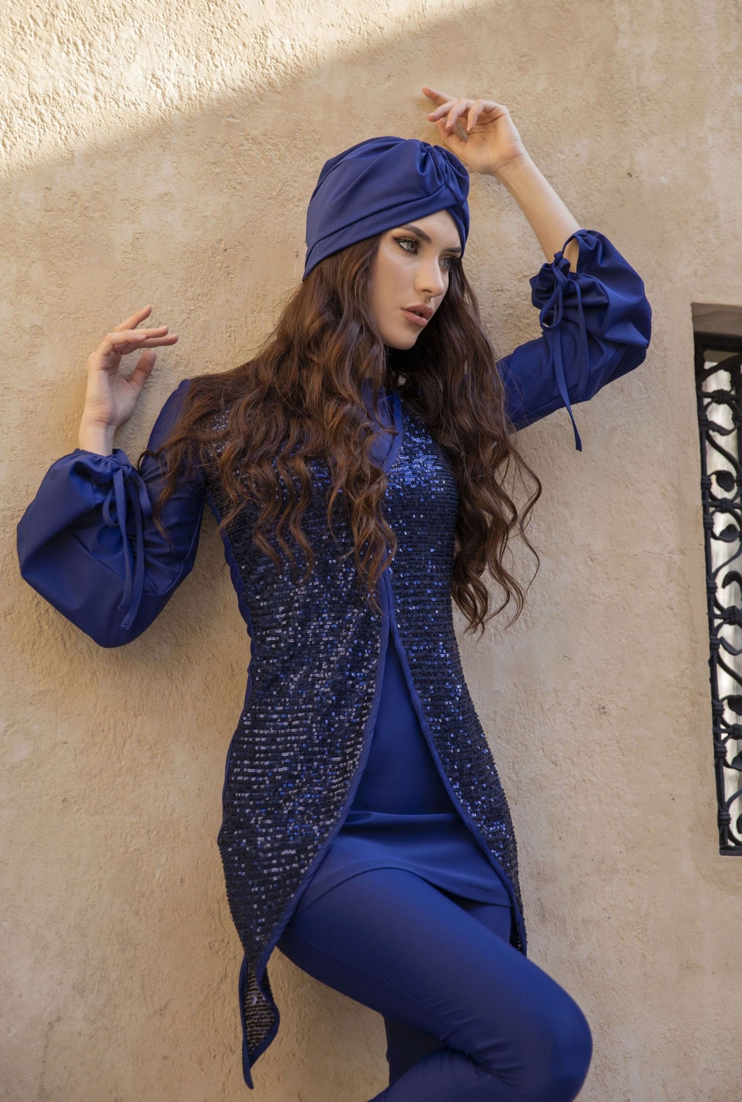 Sheikha Modest Swimsuit Set - Mindnight Blue and Sequin