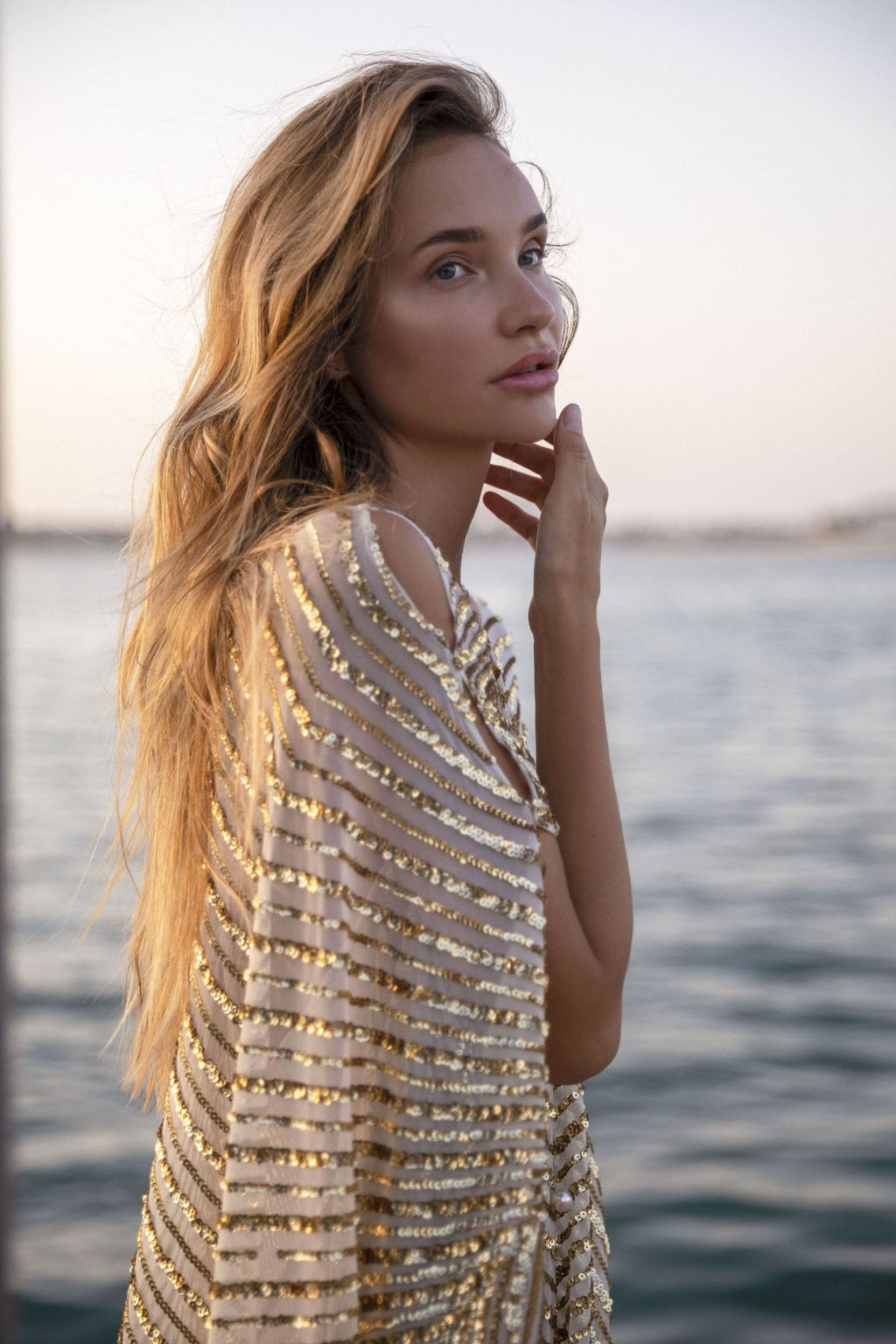 Empress kaftan Sunset. Sequins. Stillness.