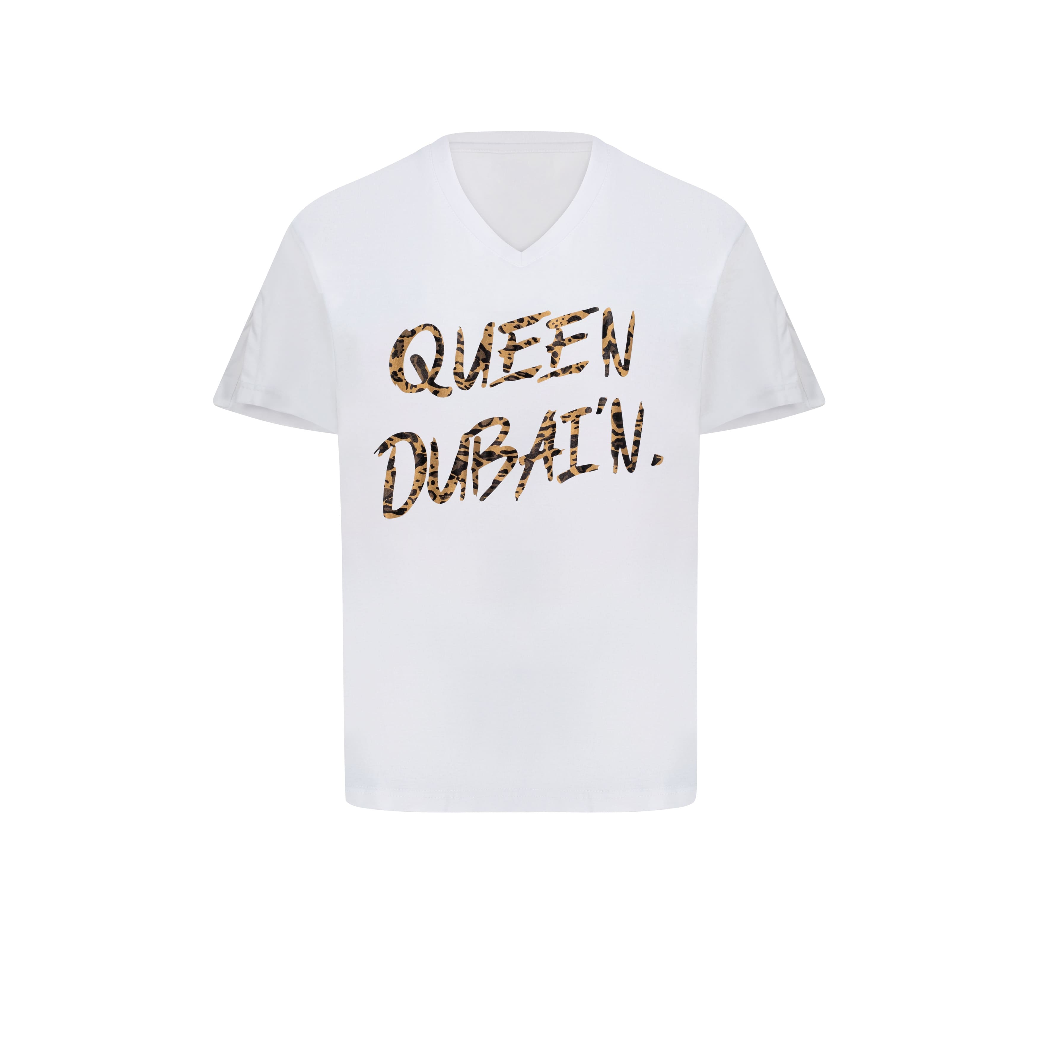 QUEEN DUBAI’N - Cheetah Print On White