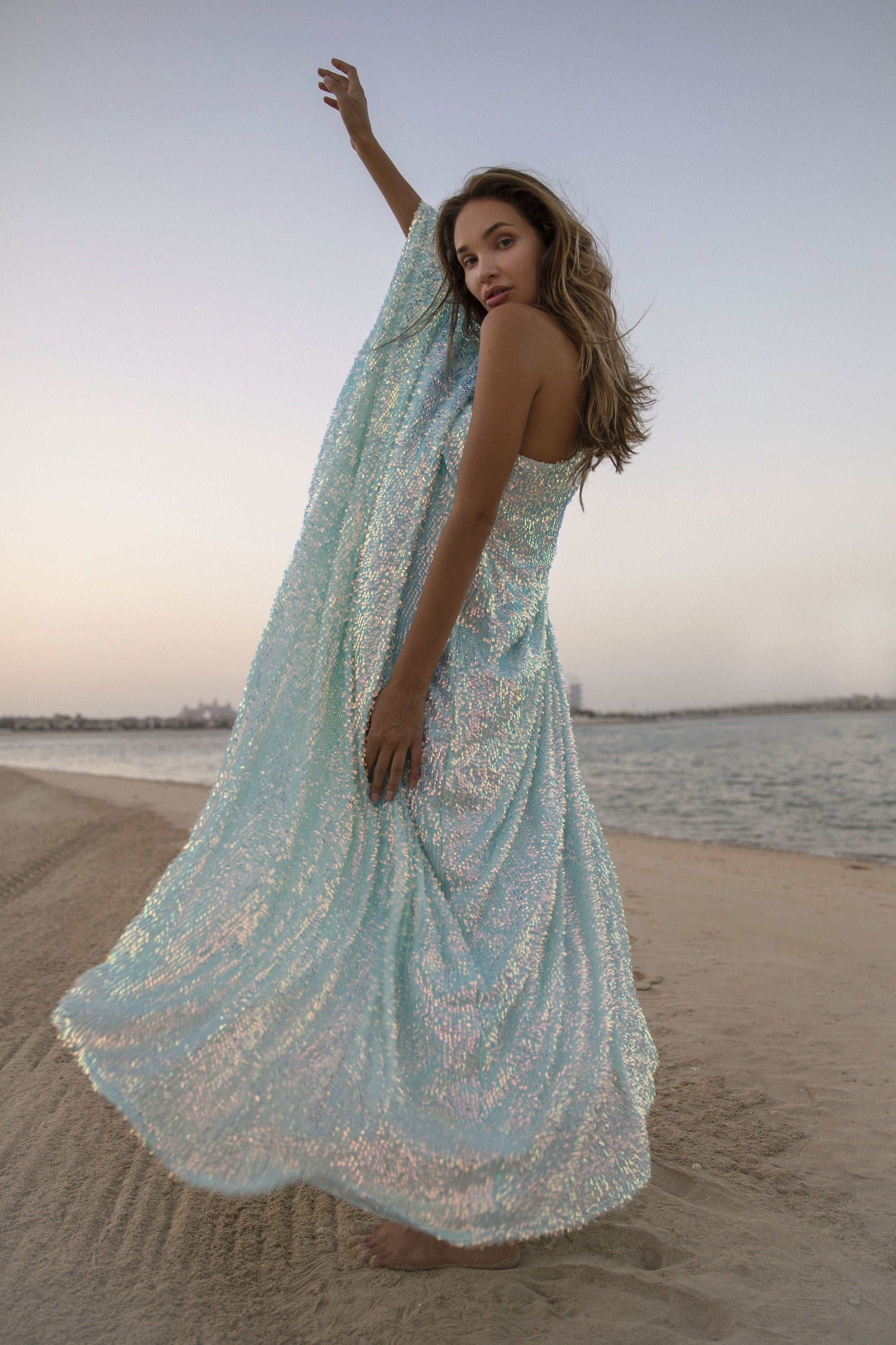 Majestic One shoulder - Shimmering Blue