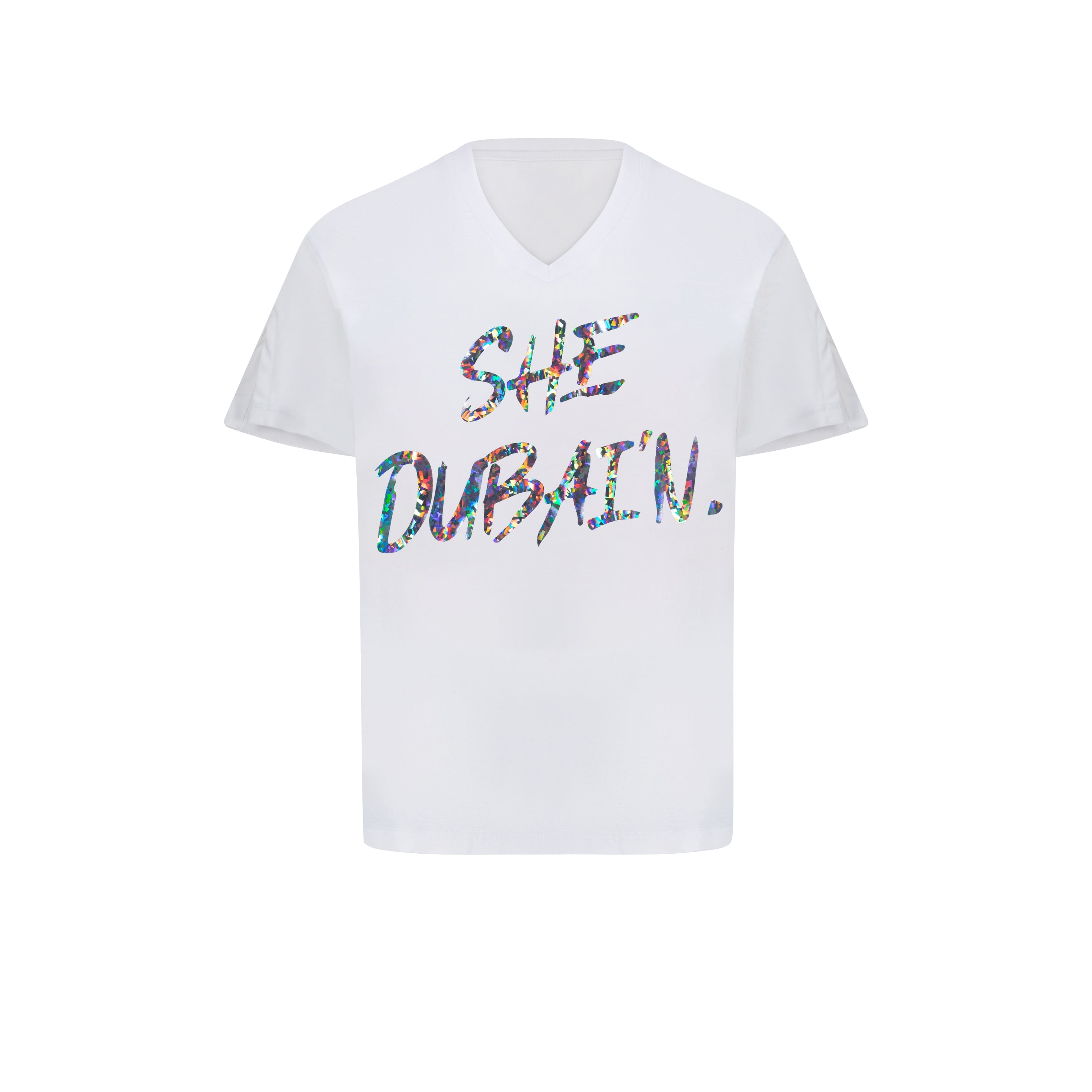 SHE DUBAI'N - Hologram Silver On White
