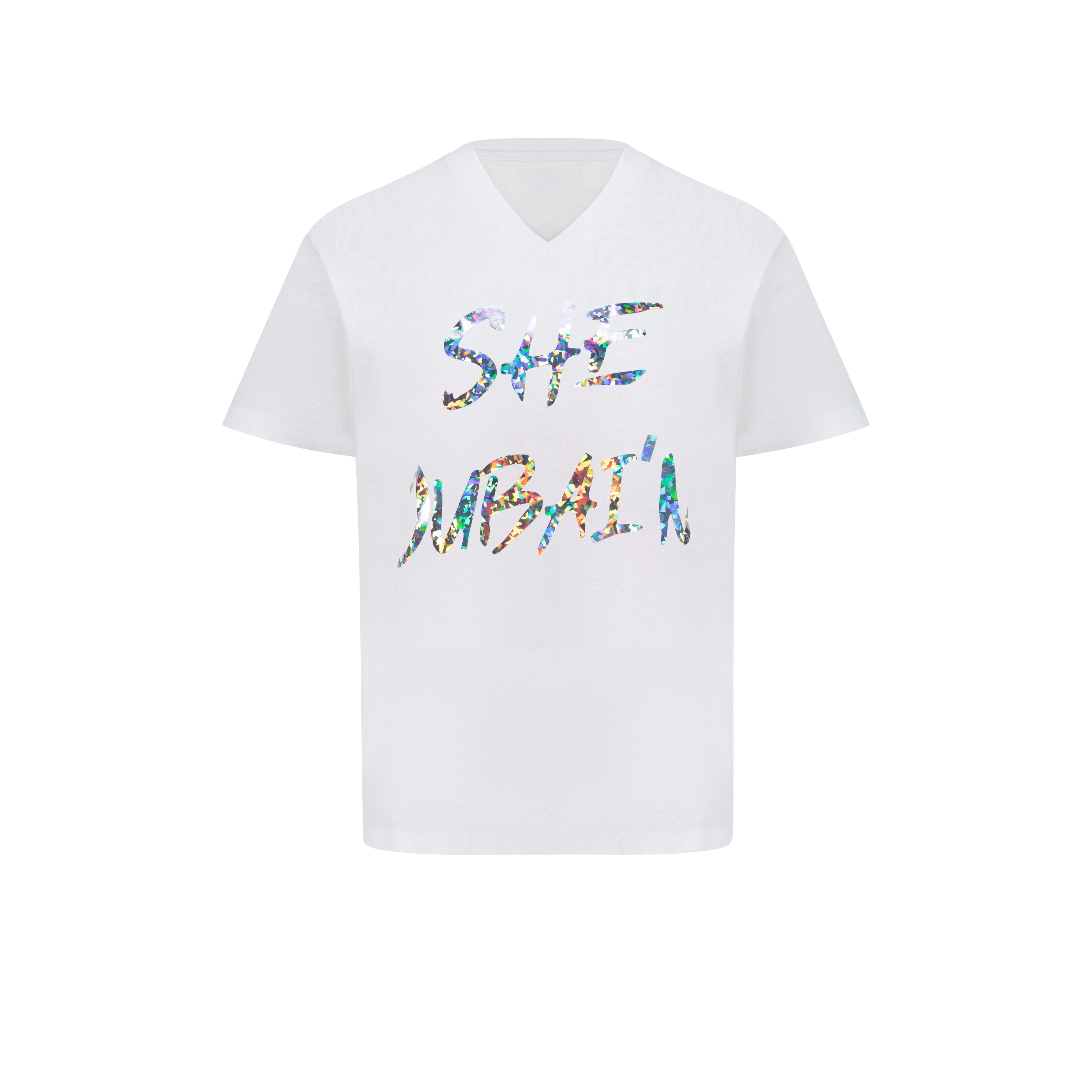 She Dubai'n - Hologram Silver On White