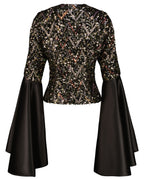 Belle Black  Sequin Jacket with Flared Ivory Sleeves