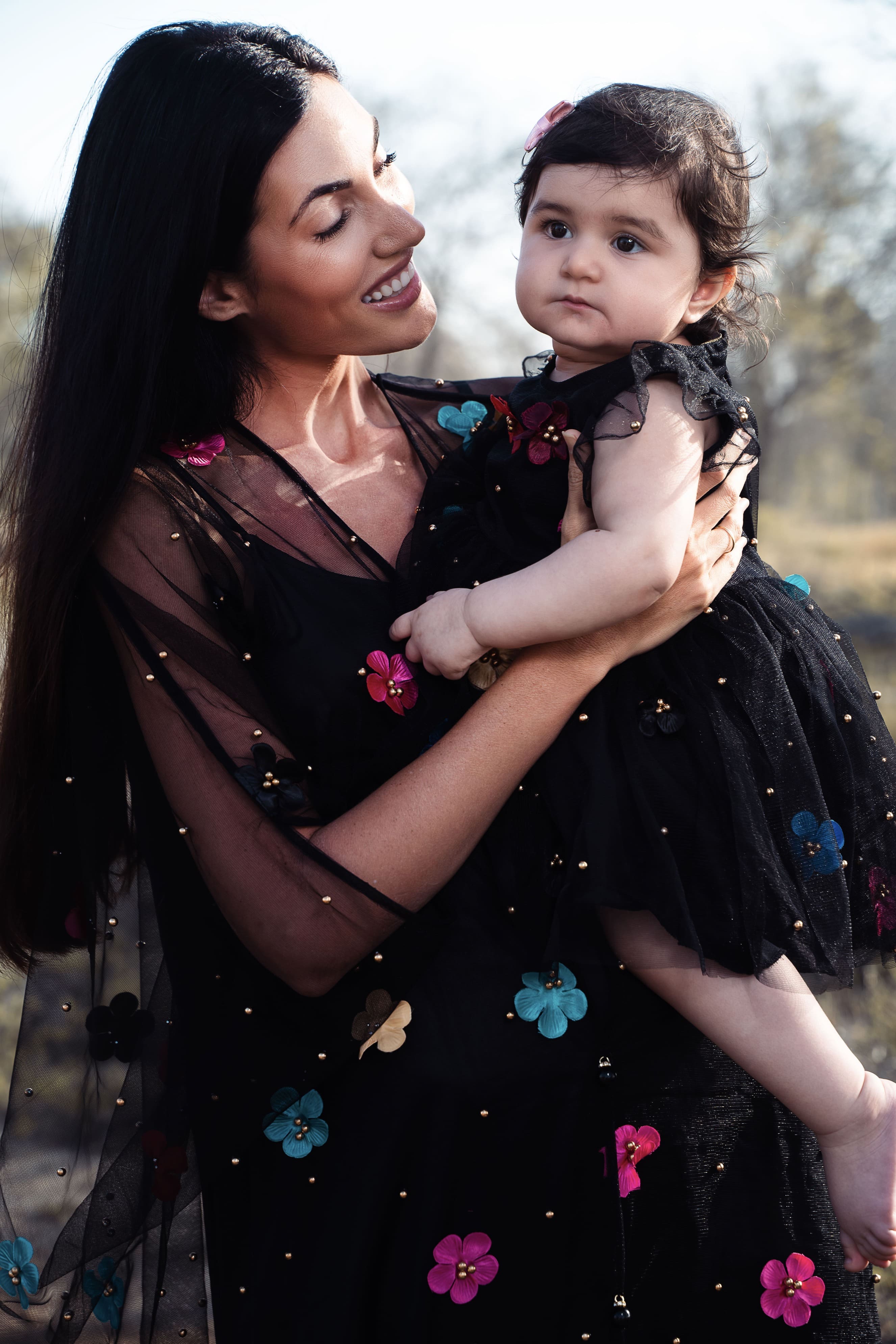 My Daisy Dress - Black and Multi Colour