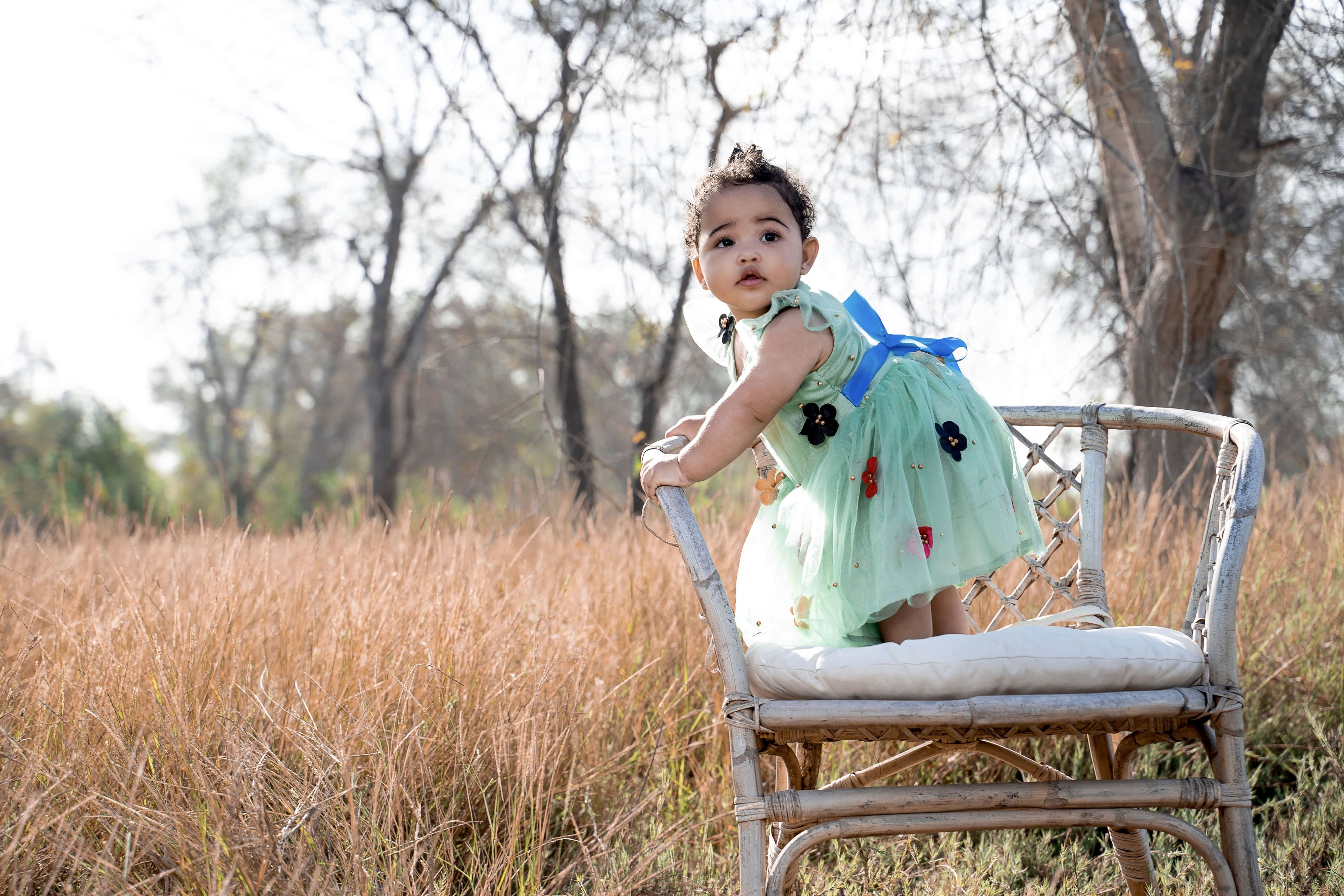 My Daisy Dress - Mint Green and Multi Colour Flowers