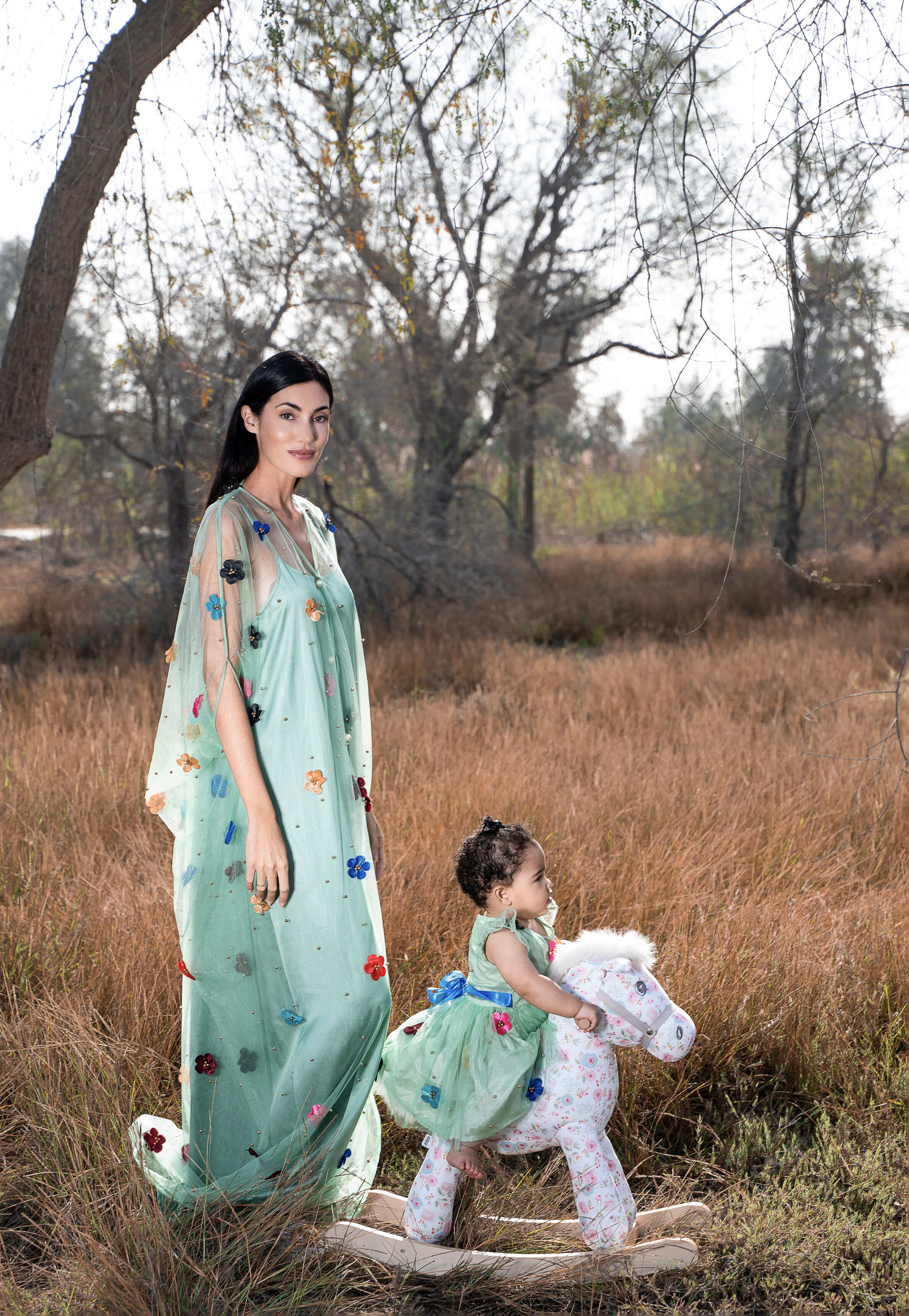 My Daisy Kaftan - Mint Green and Multi Colour Flowers