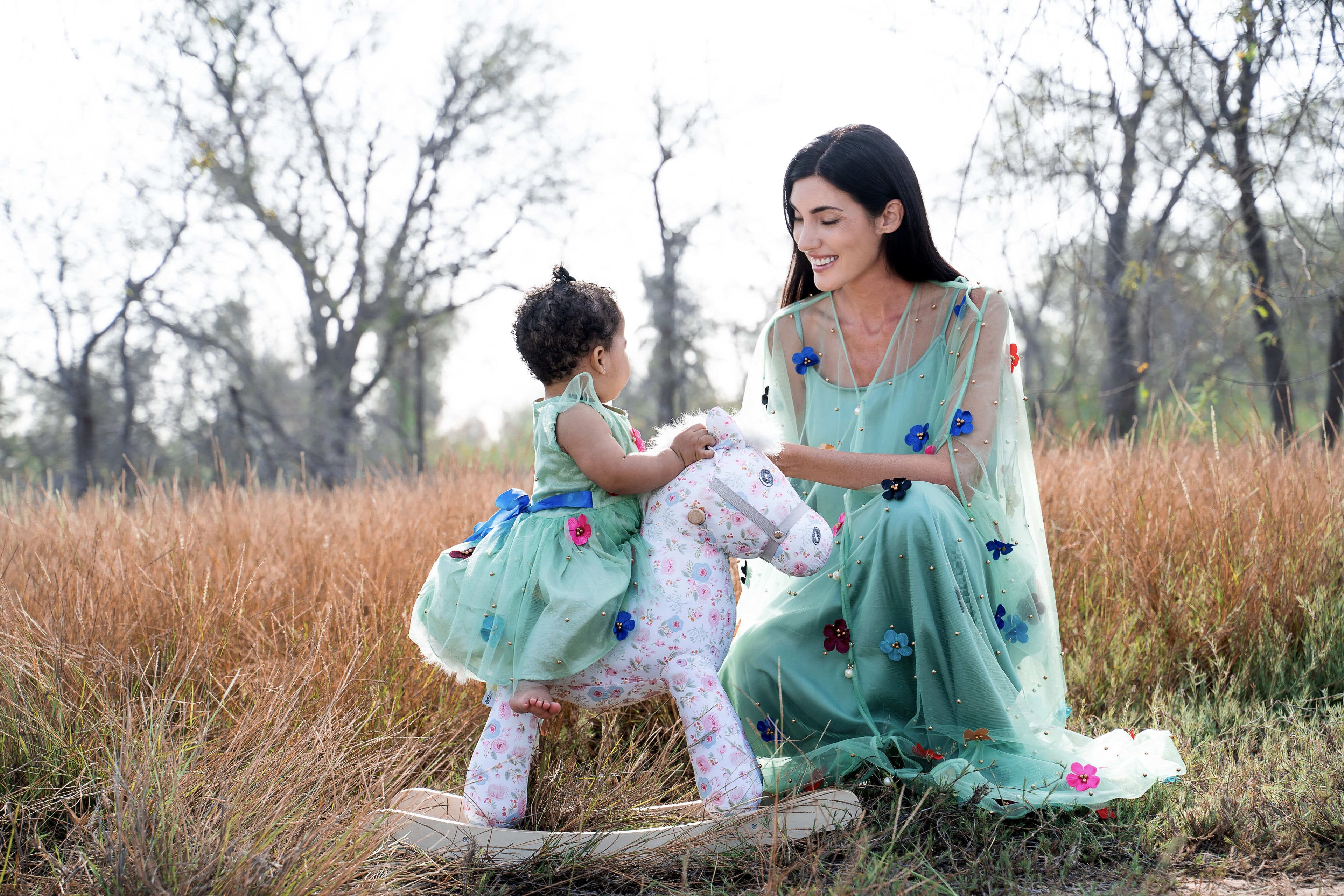 My Daisy Kaftan - Mint Green and Multi Colour Flowers