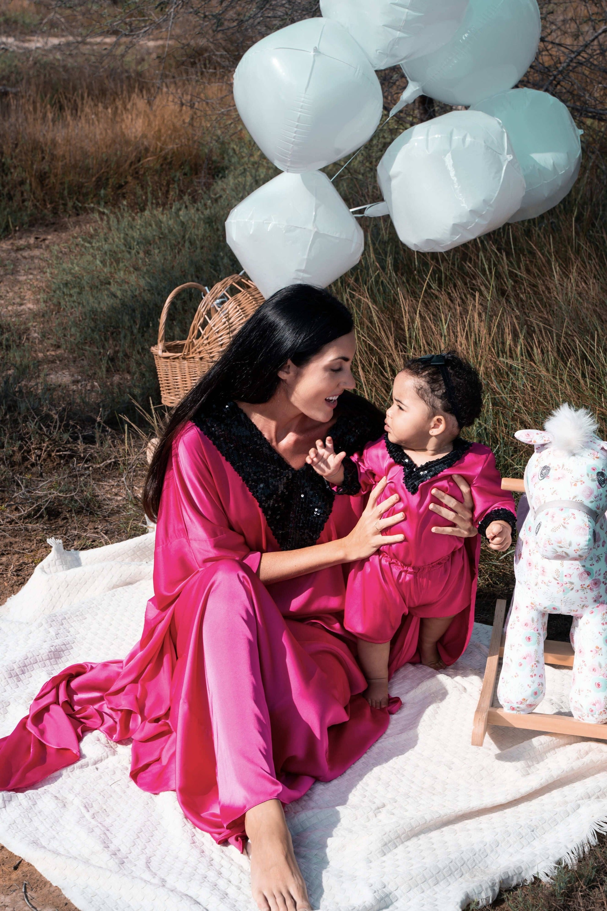 HER Shorts Set Girl - Pink and Black Sequin