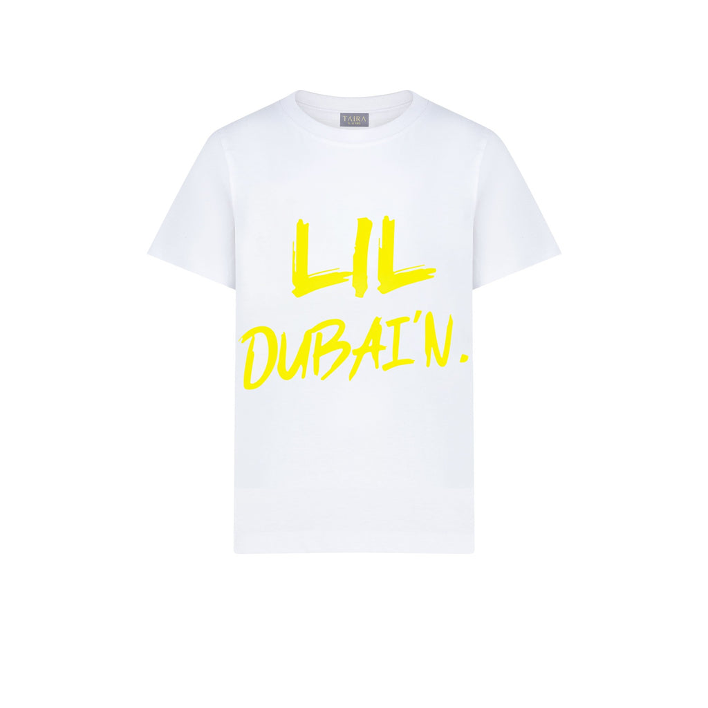 LIL DUBAI’N t Shirt - Yellow On White