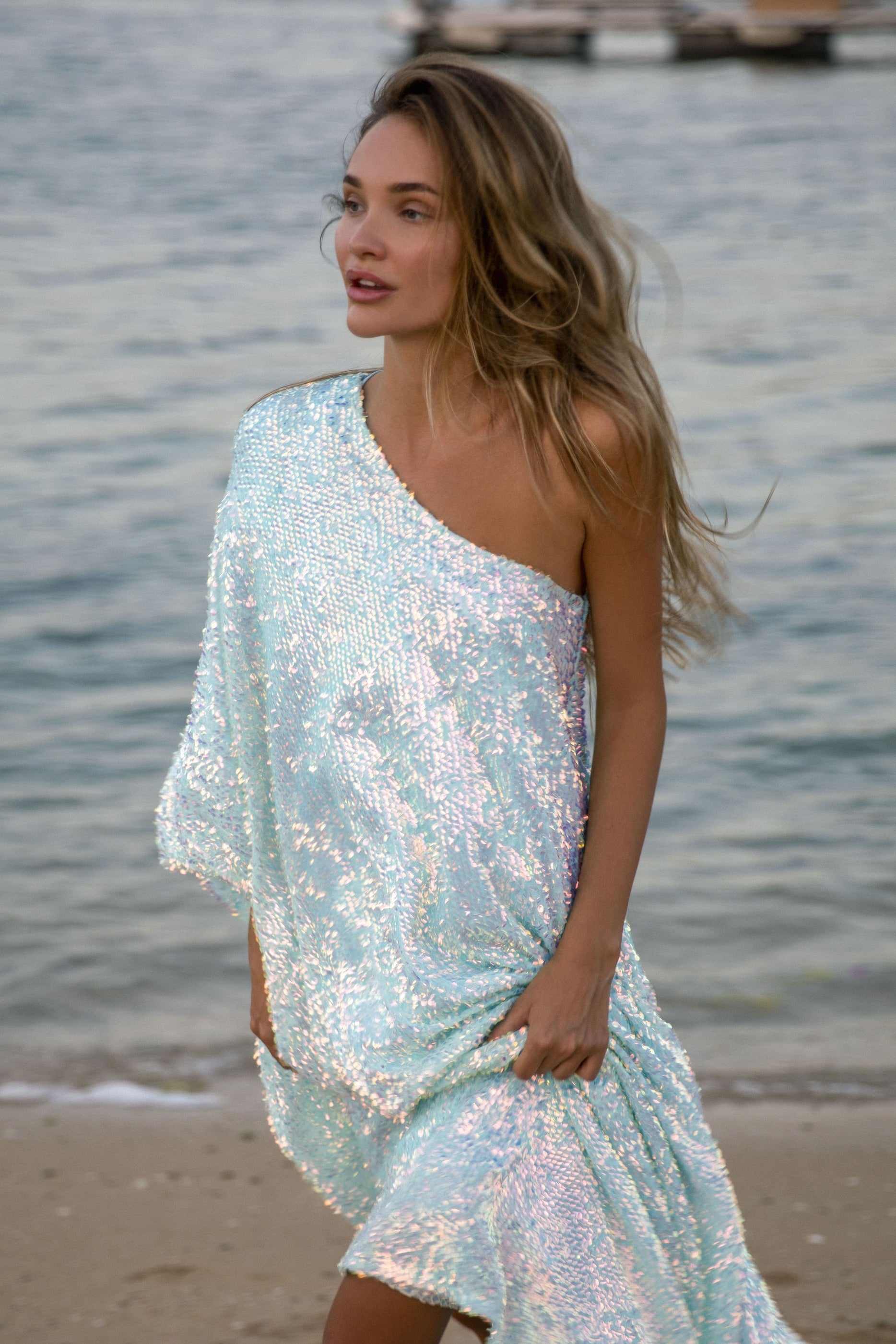 Majestic One shoulder - Shimmering Blue