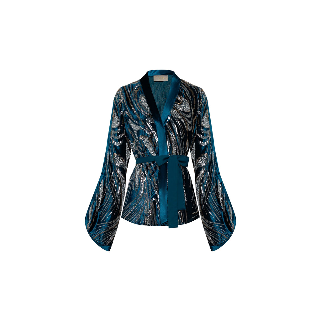 Alieezay Blazer - Teal and Silver