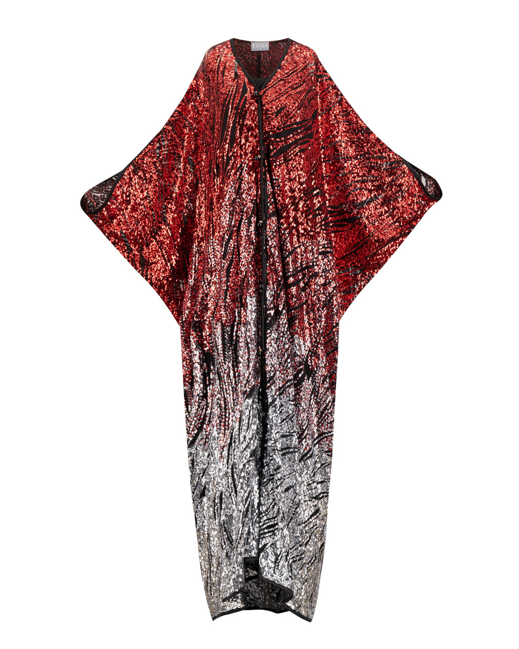 Empress kaftan Red to silver Fire to Ice