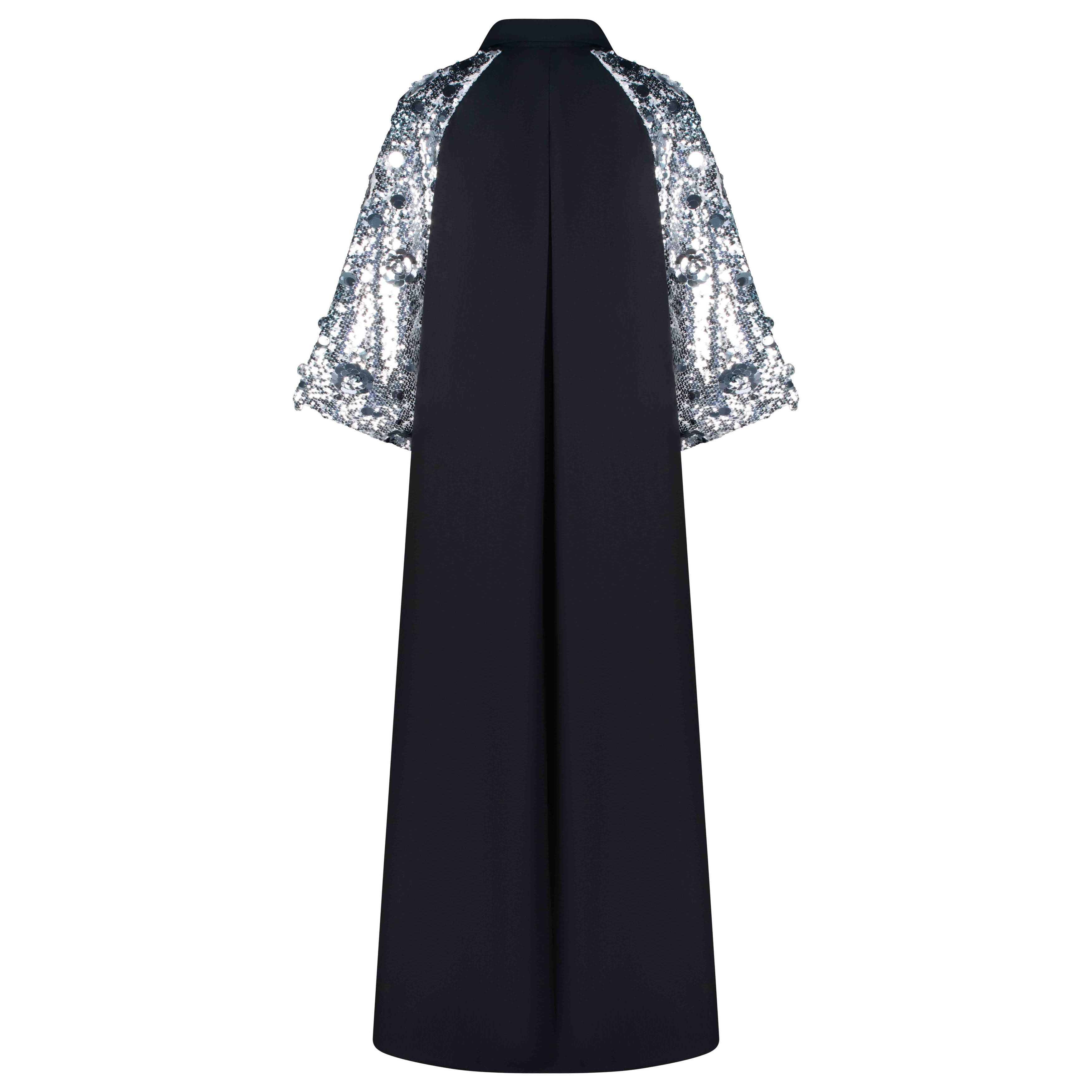 Star Shirt Dress - Black and Silver Sequin