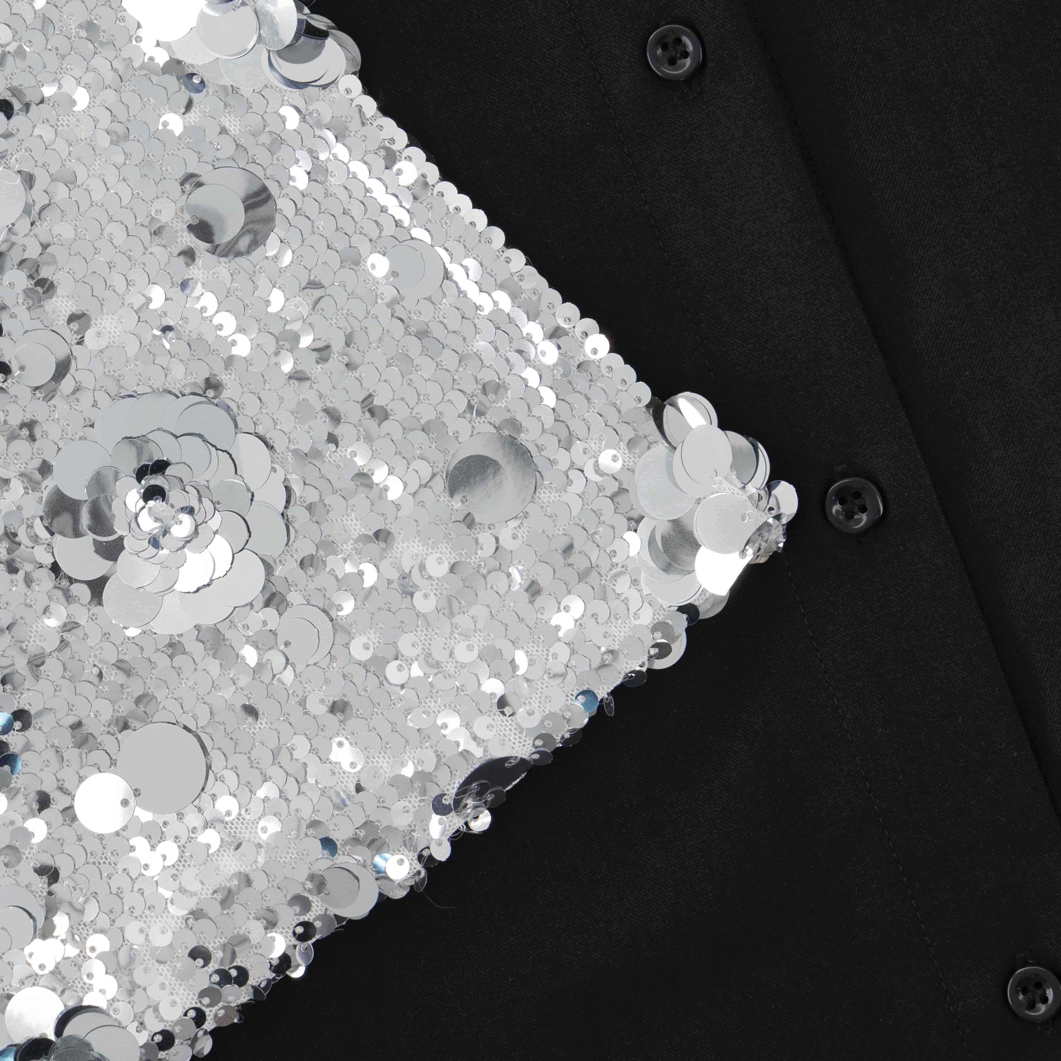 Star Shirt Dress - Black and Silver Sequin