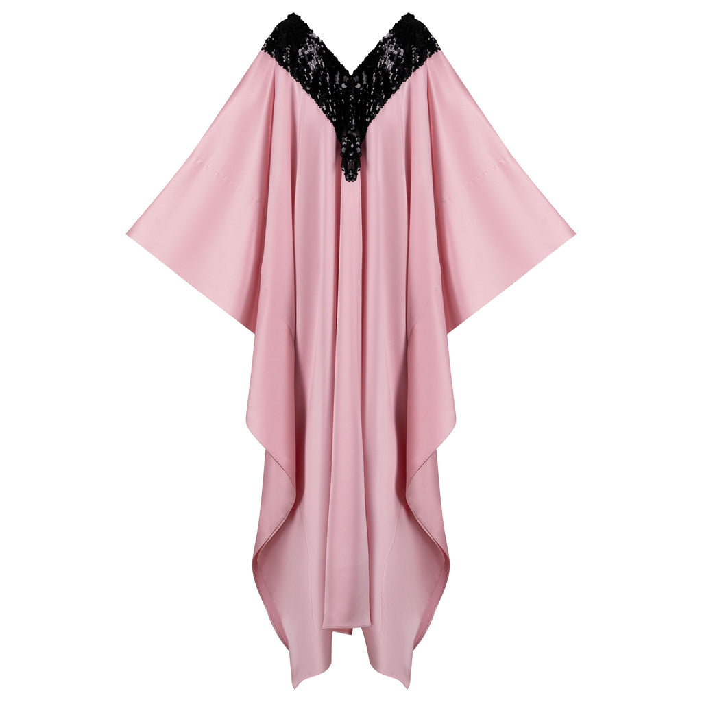 Her Kaftan - Baby Pink and Black Sequin