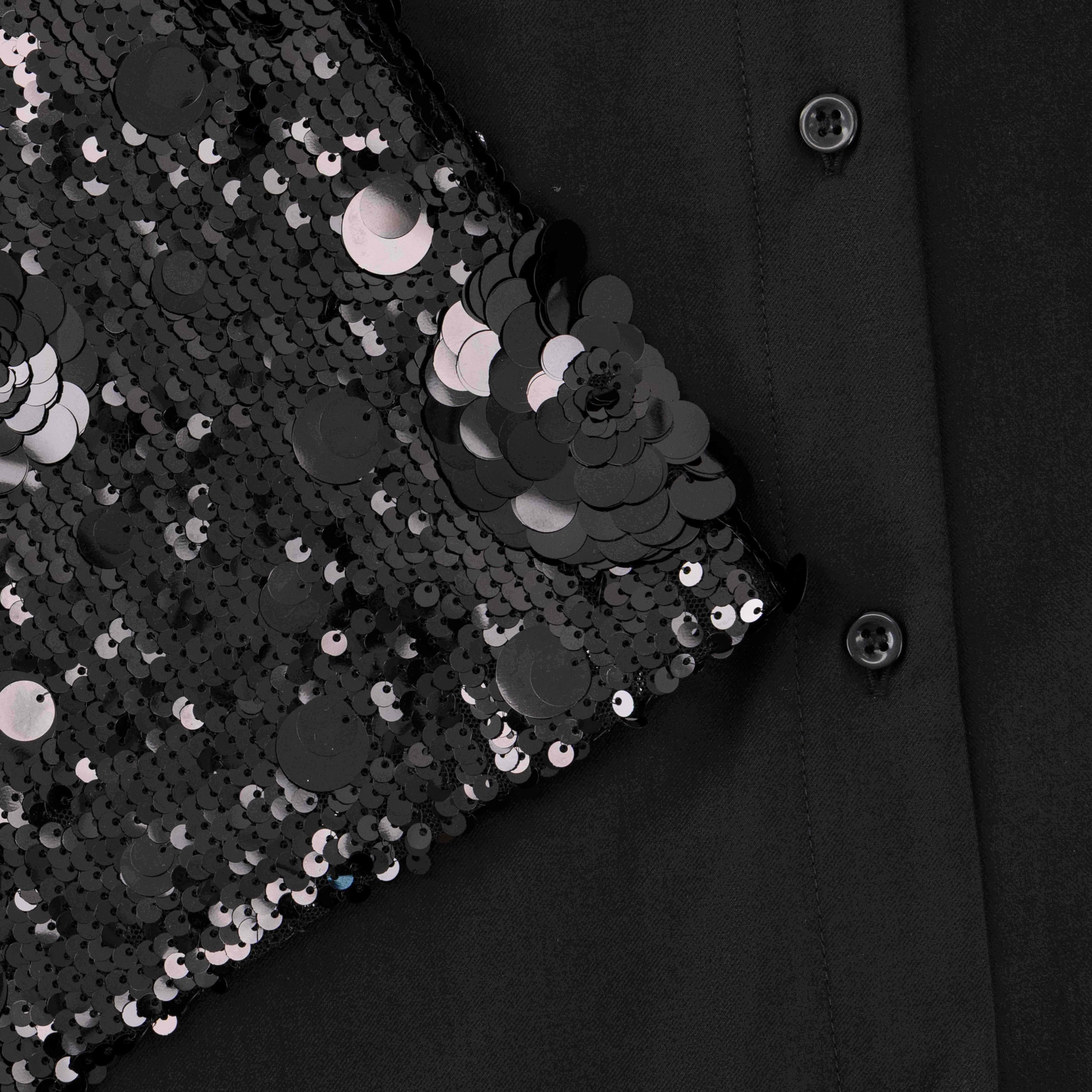 Star Shirt Dress - Black and Black Sequin