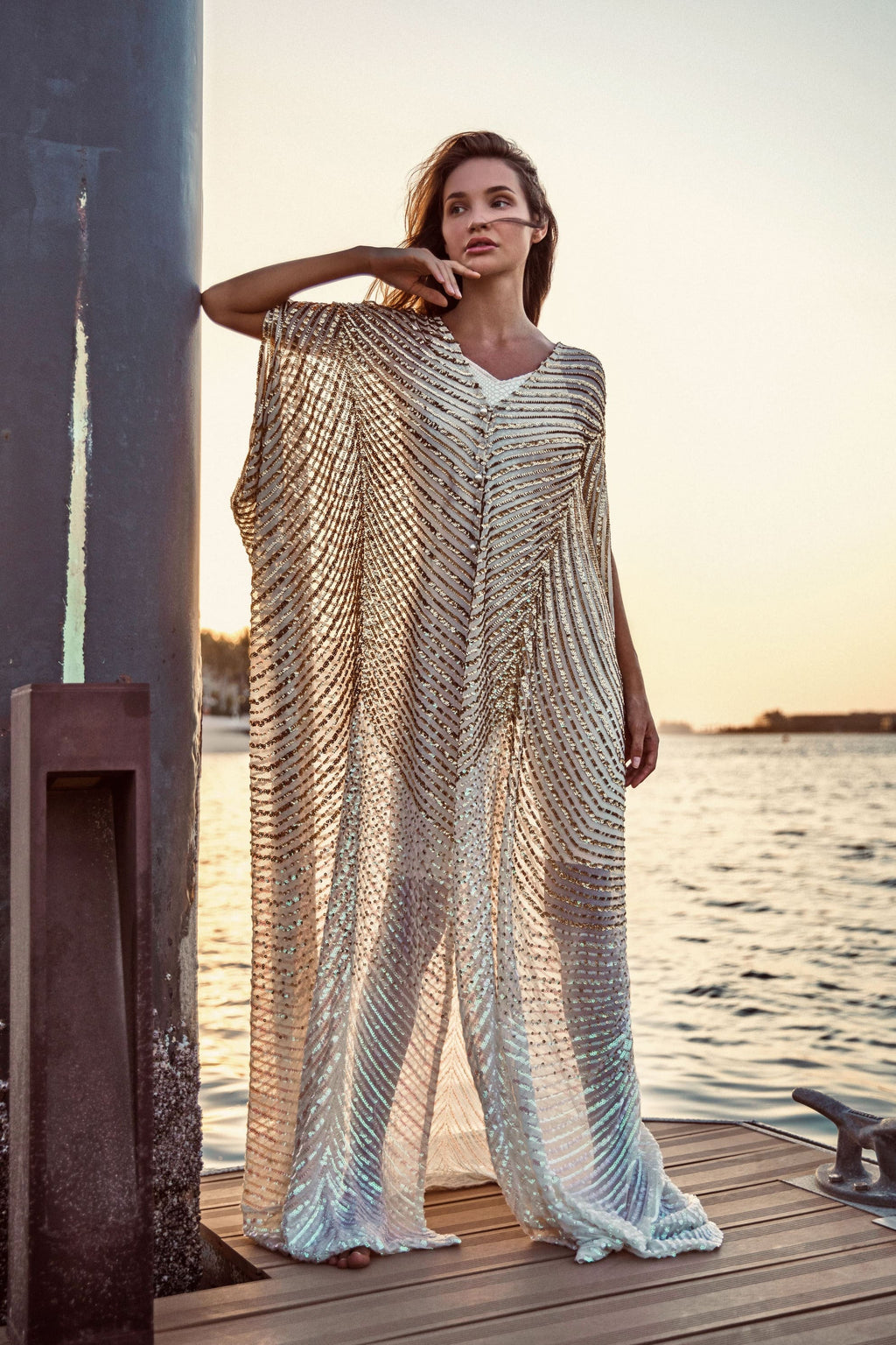 Empress kaftan Sunset. Sequins. Stillness.