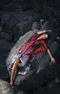 Empress kaftan Red to silver Fire to Ice