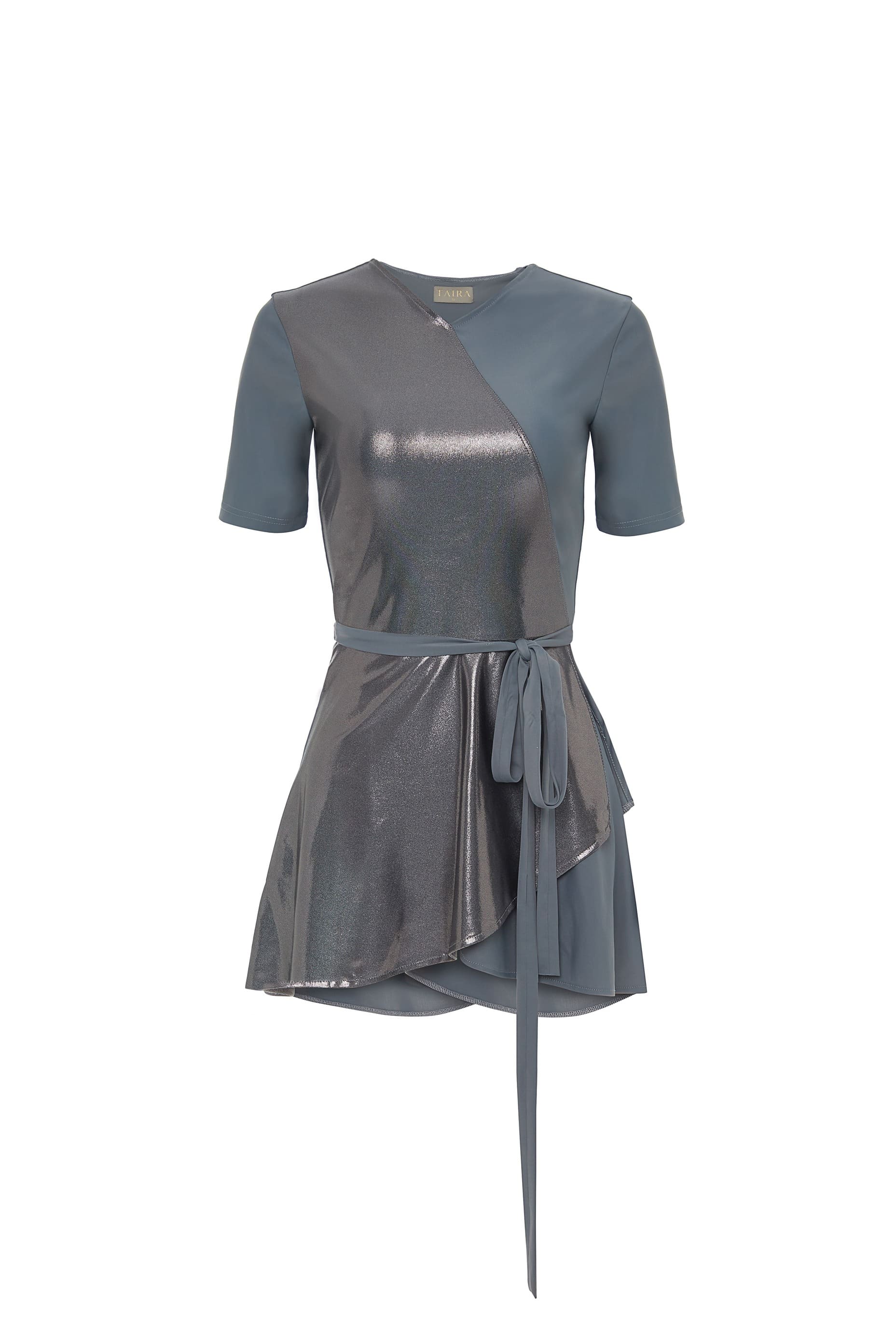 Queen Short Sleeve Modest Swim Set - Silver and Grey