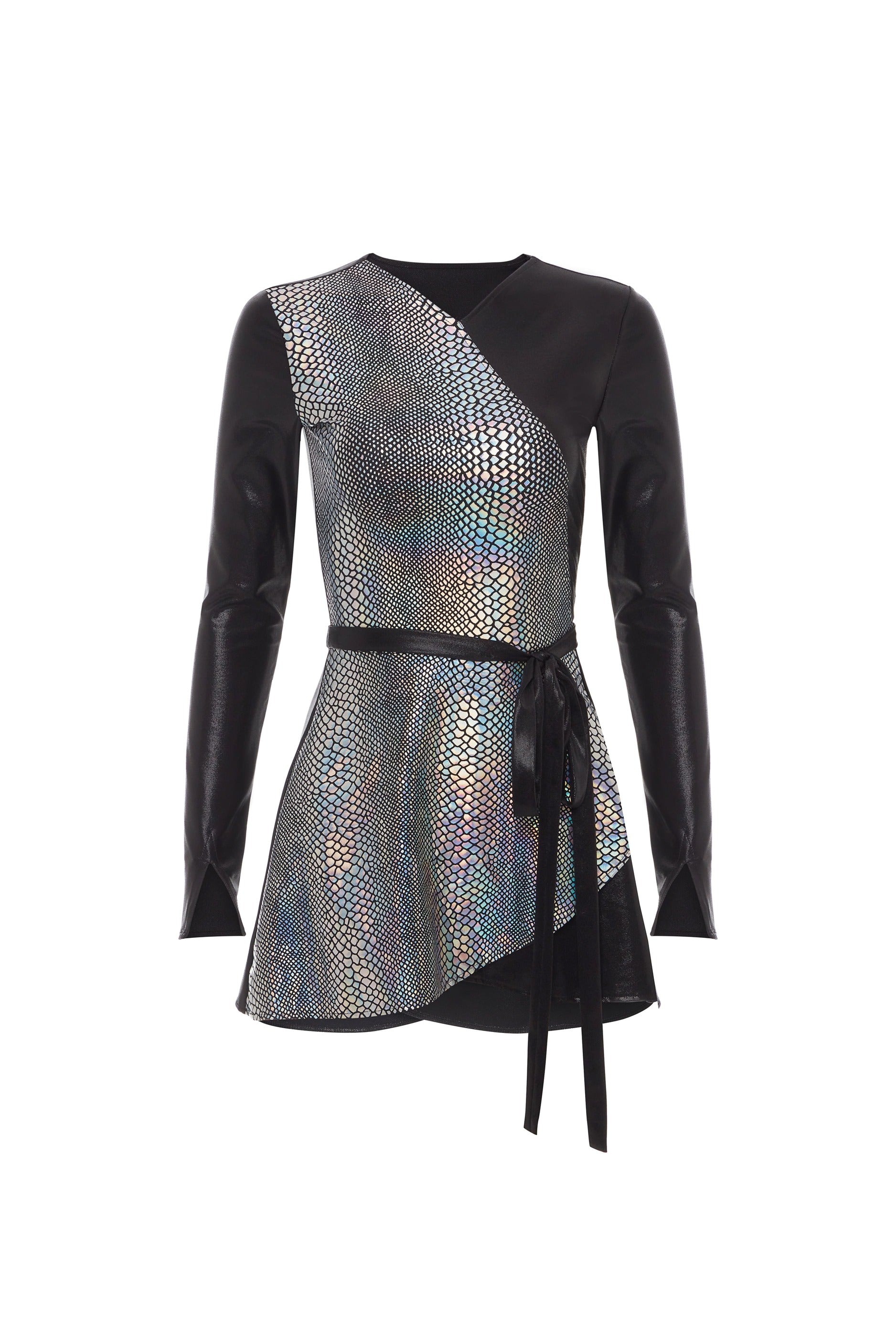 Queen Modest Swim Set  - Black & Silver Snake Skin