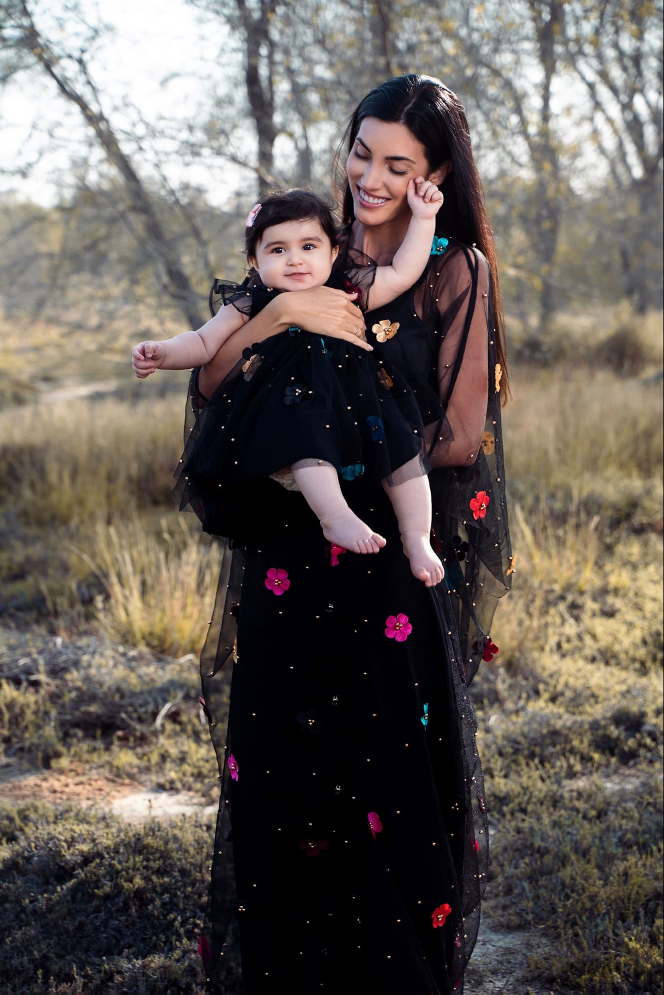 My Daisy Dress - Black and Multi Colour