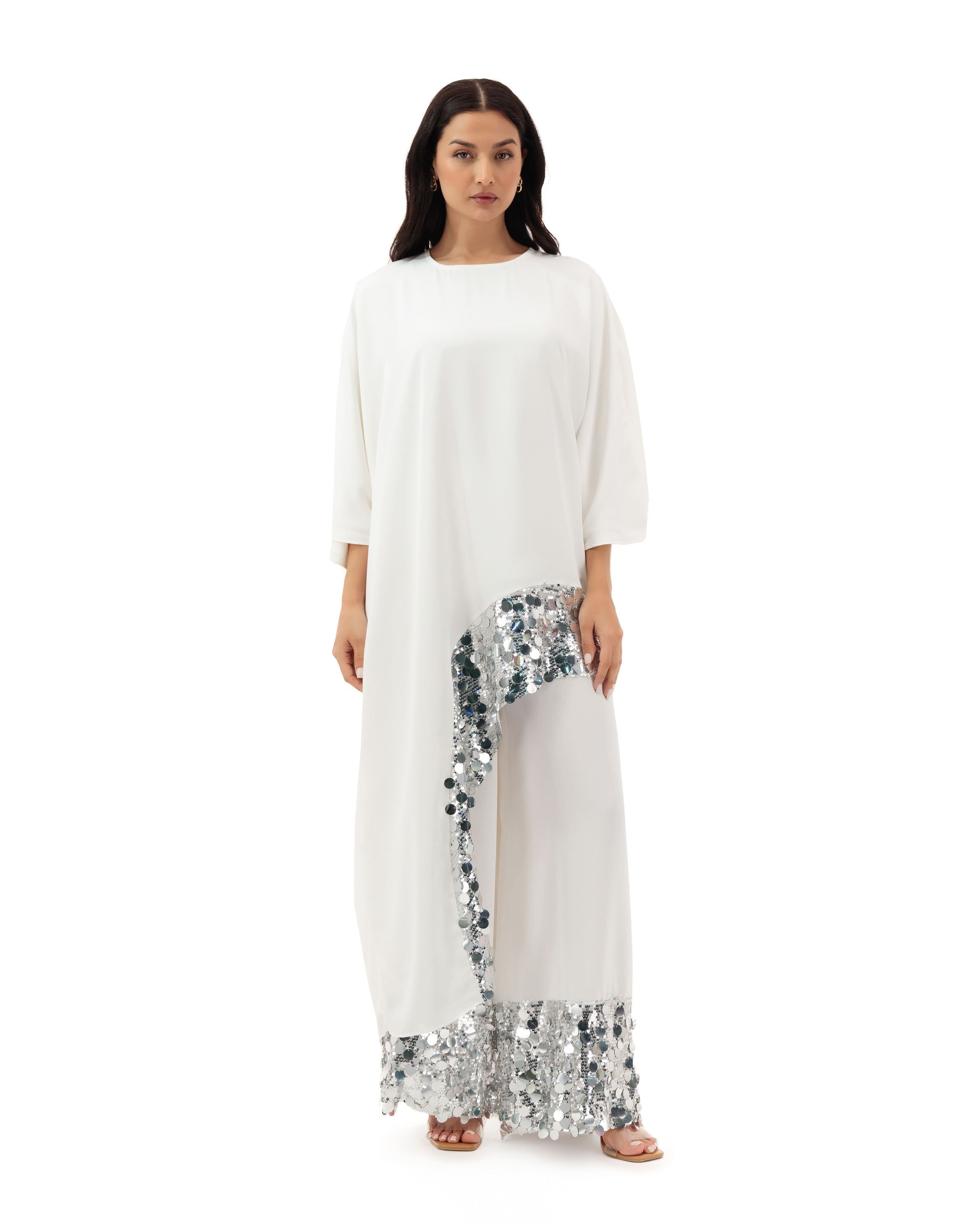 Swan Mini / Maxi Dress - White and Silver