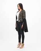 Belle Black  Sequin Jacket with Flared Ivory Sleeves