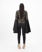 Belle Black  Sequin Jacket with Flared Ivory Sleeves