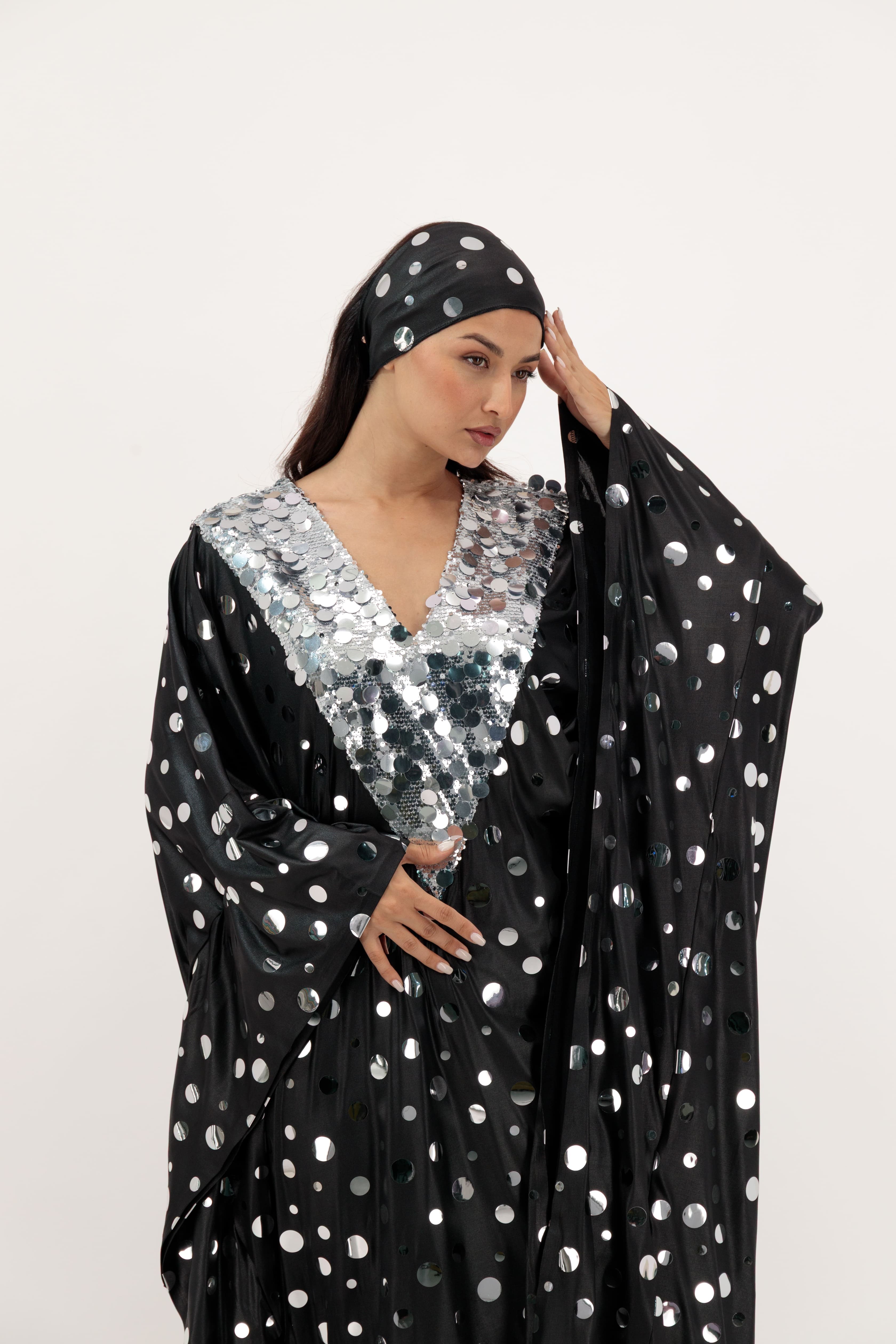 Polka Dot Kaftan With Scarf