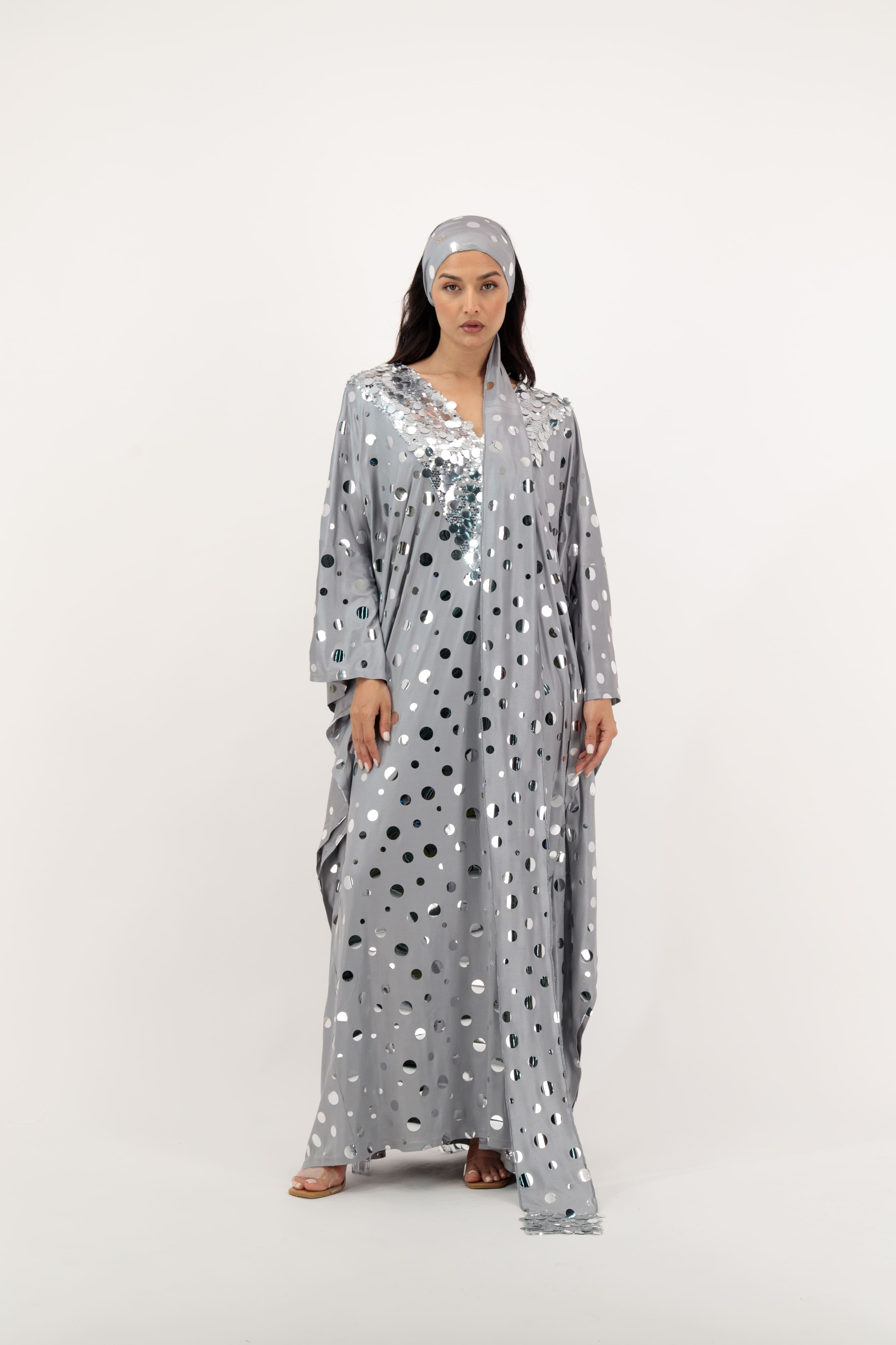 Polka Dot Kaftan With Scarf
