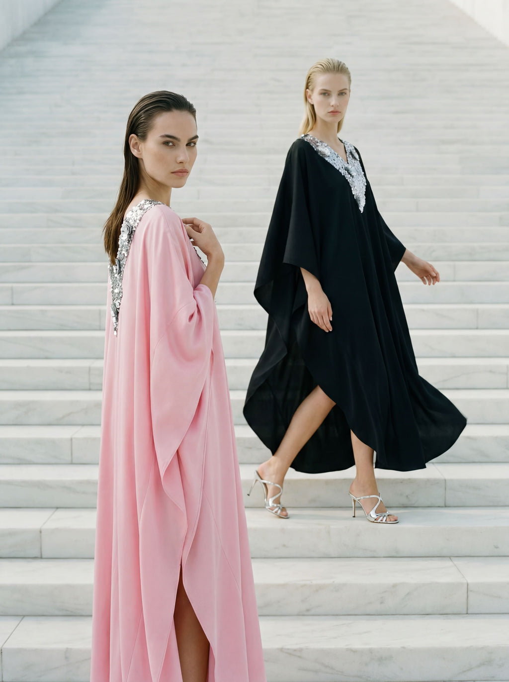 Her Kaftan - Pink and Silver Sequin