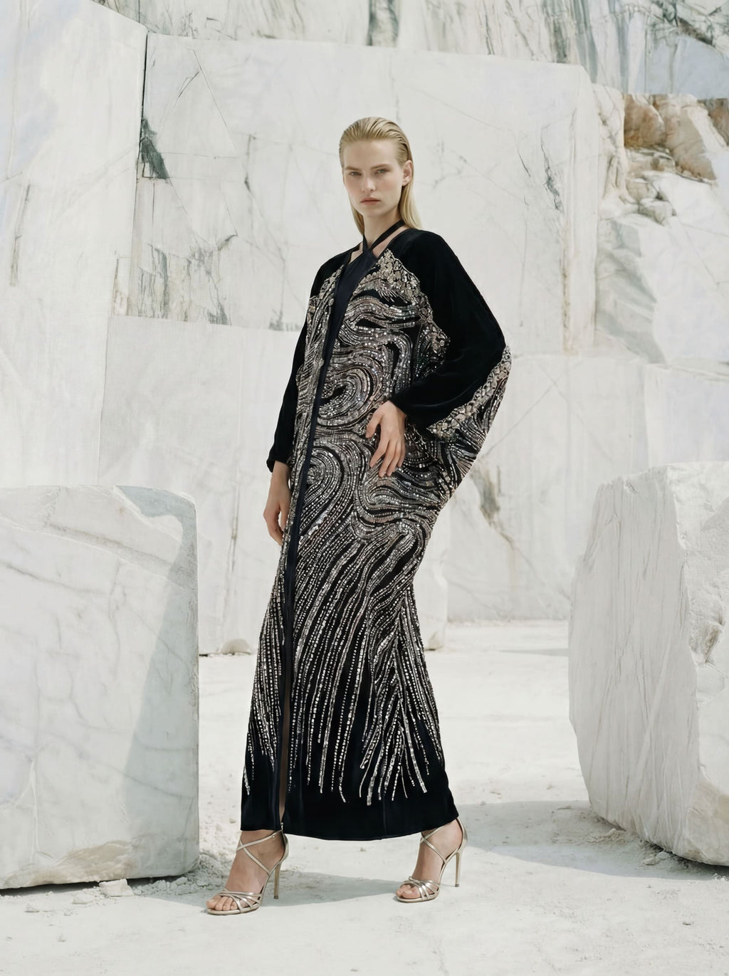 The Empress Kaftan - Black & Silver