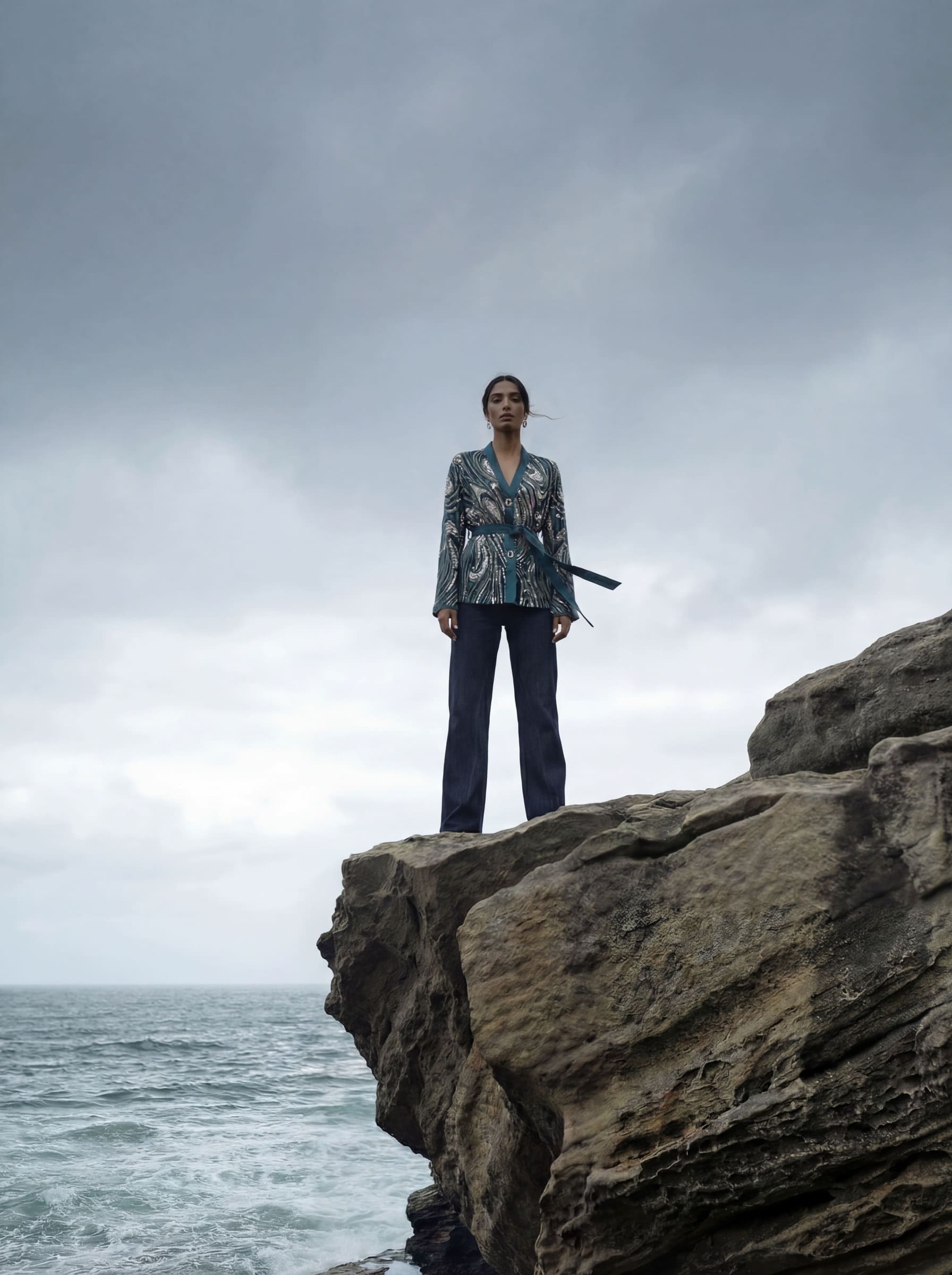 Alieezay Blazer - Teal and Silver