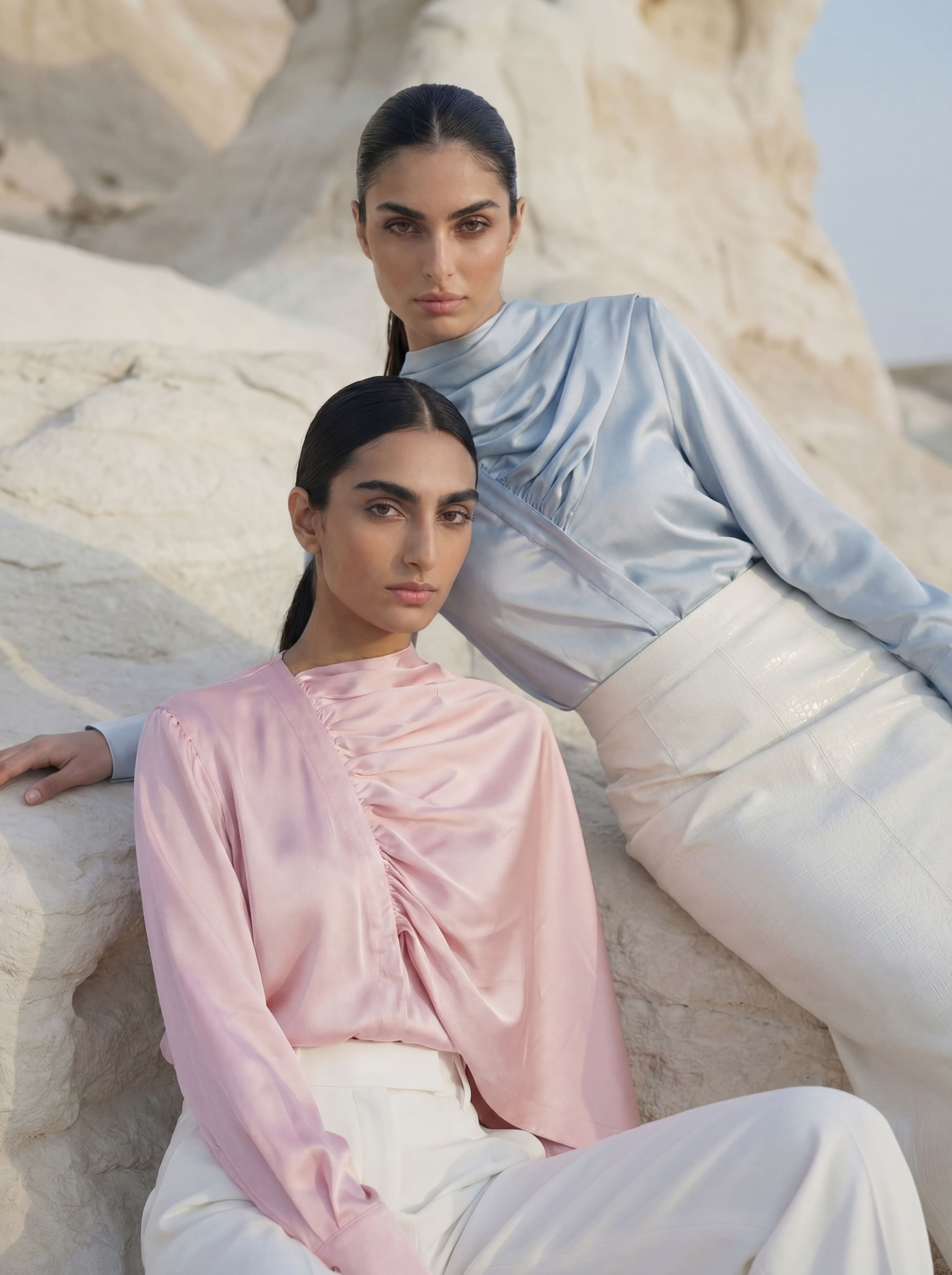 Timeless Scarf Blouse - Baby Pink