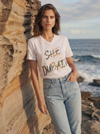 SHE DUBAI'N - Hologram Gold On White