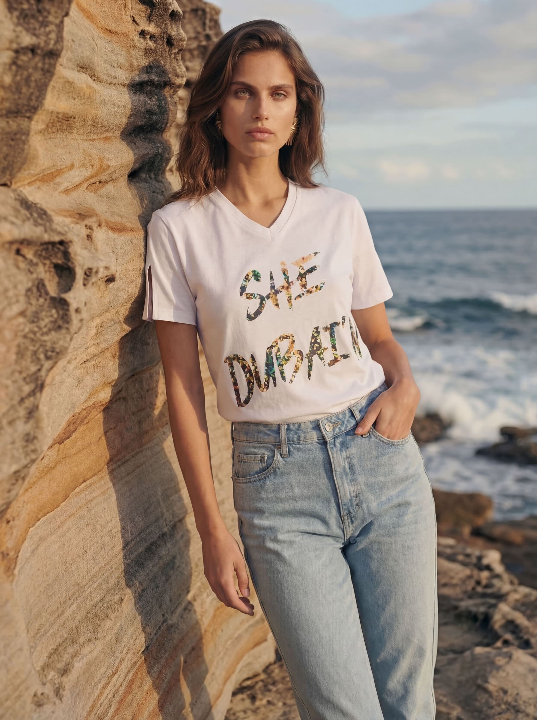 SHE DUBAI'N - Hologram Gold On White