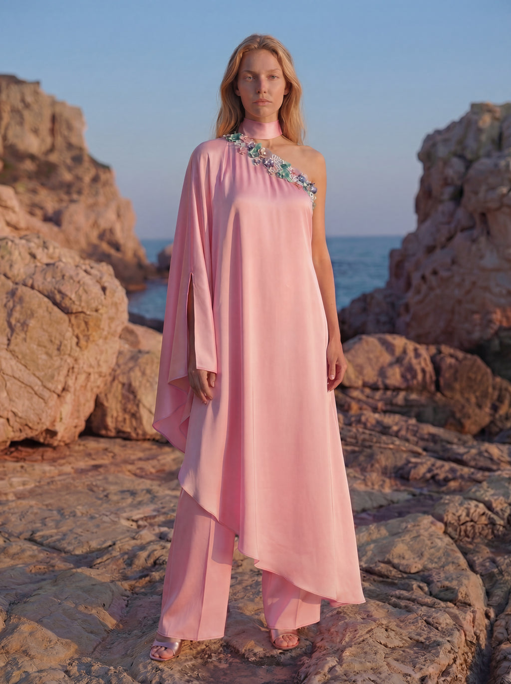 Bella Wide Leg Trousers - Baby Pink