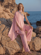 Bella Wide Leg Trousers - Baby Pink