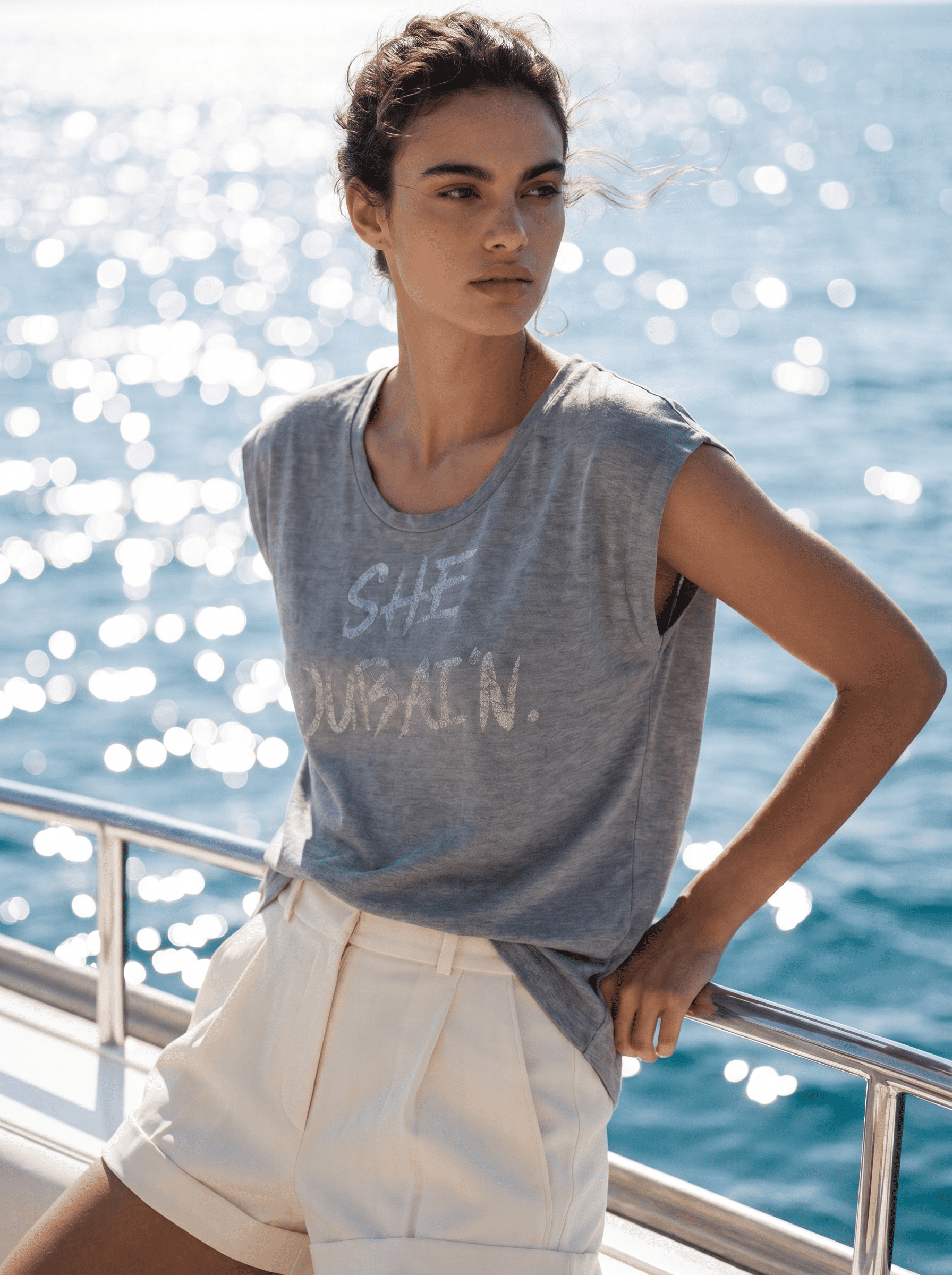 SHE DUBAI’N T-Shirt Relaxed - Grey on Silver