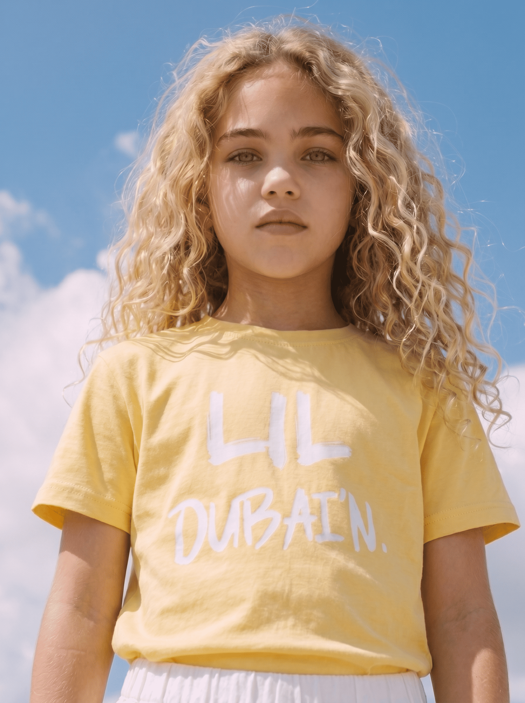 LIL DUBAI’N t Shirt - White on Yellow
